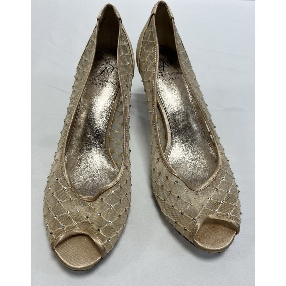 Sexy Women's Size 8 Cream/Sheer/Jewels Peep Toe Pumps 🤩
